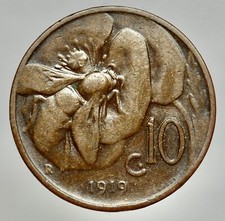 VITTORIO EMANUELE III 1901-1943 -AE/ 10 CENTESIMI 1919 APE  RARA !