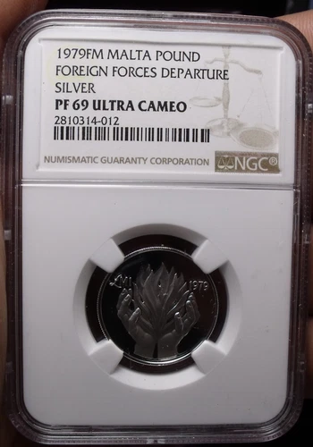 Malta 1979-FM Silver Pound~NGC Proof-69 Ultra Cameo~Free Shipping