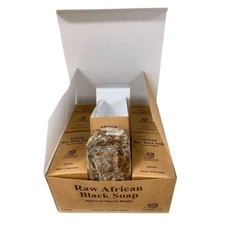 Lot of 12 African Raw Black Soap Bars Original Hand Made From West Africa in Box