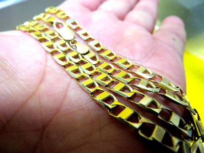 Nice 14K Yellow Gold Thick FANCY MARINER LINK CHAIN Men's Necklace 19-1/4'' AGC