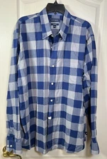 Crown & Ivy Classic Fit Shirt Men's XL Blue Check Long Sleeve Casual Button Down