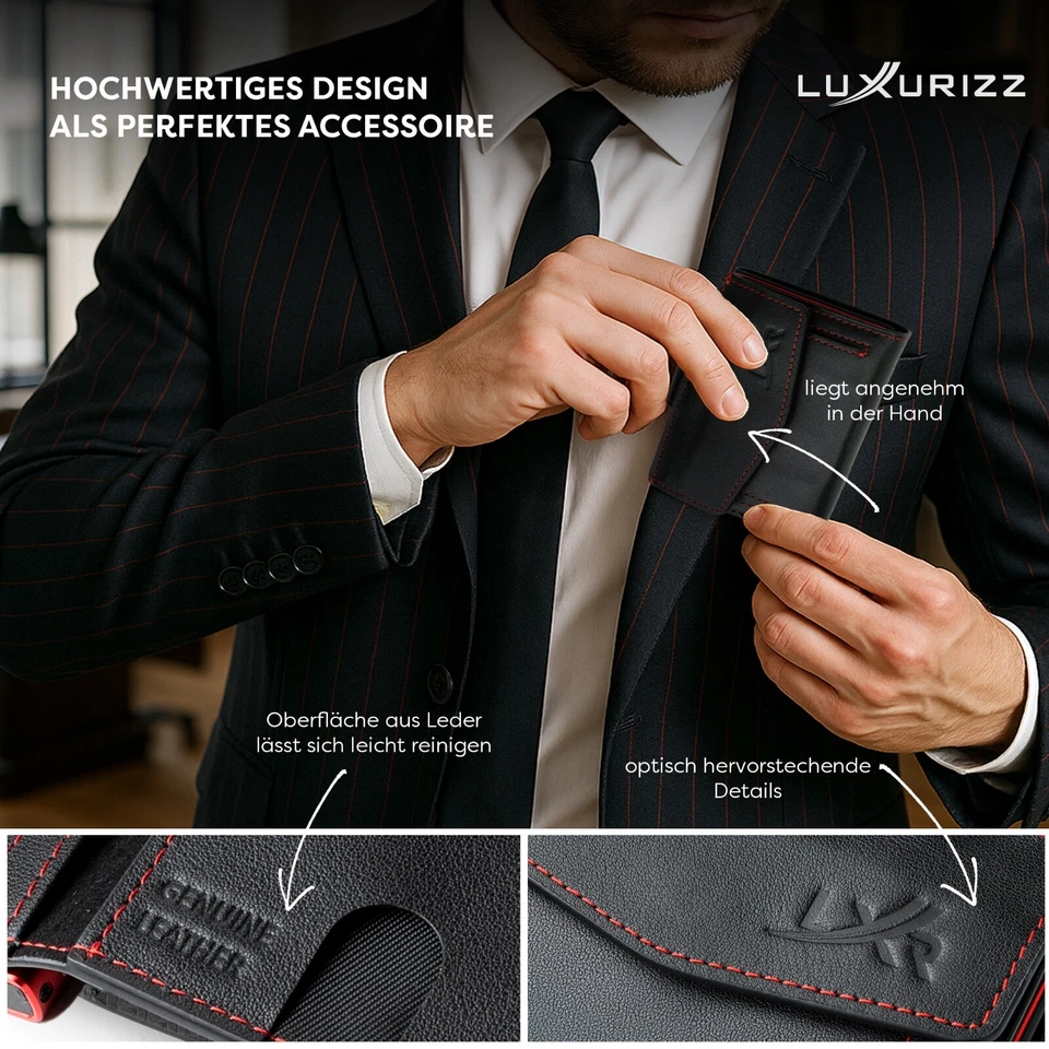 Luxurizz® Slim Wallet Mit Münzfach Rfid Schutz Portmonee Geldbörse Geldbeutel - Bild 4 von 4