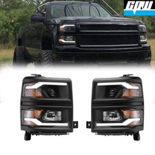 Black Led Drl For 2014 2015 Chevy Silverado 1500 Headlights Projector Headlamps Black Led Drl For 2014 2015 Chevy Silverado 1500 Headlights Projector Headlamps