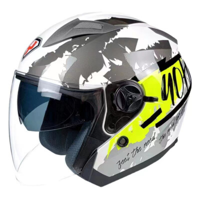 YOHE Motorcycle Half Face Helmet Motorbike Open Face Helmet Double Sun Visor