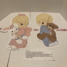 2 Sets Precious Moments Bedtime Babies Fabric Cut-Outs Pillows Vintage Boy/Girl