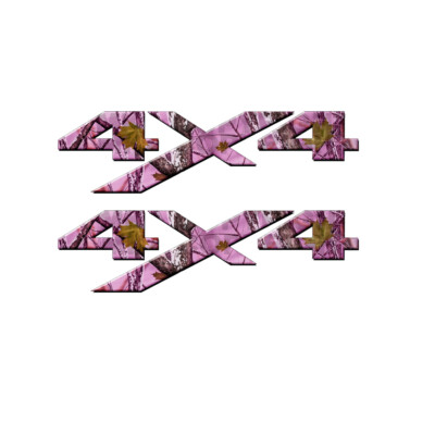 4x4 Pink Snowstorm NO DEER Head Decals Truck - NO Off Road Stickers 2 Pack MATTE