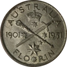 Australia 1951 Silver florin King George VI in archival holder