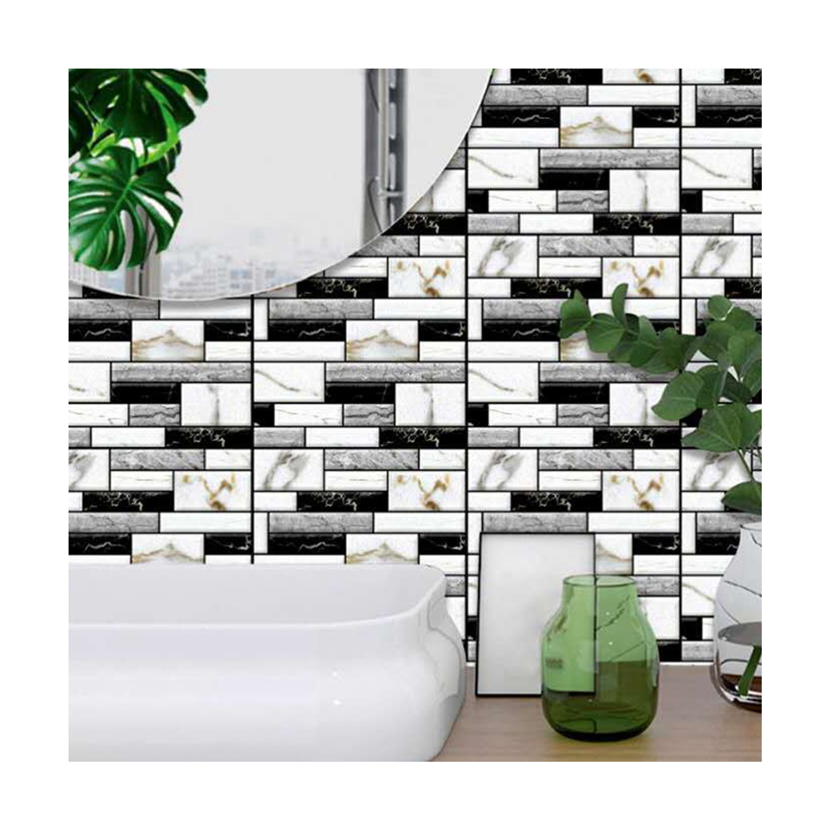 10PCS Self Adhesive Tile Wall Sticker Home Decor PVC Sticker Covers