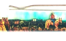 Bryce Canyon Floaty Pen Moving Man on Horse Lead Donkey Mule Rubys Inn Utah Vtg