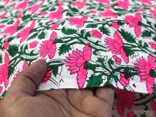 Indian Hand Block Floral Printed Cotton Running Voile Dressmaking Voile Fabric - Picture 39 of 86