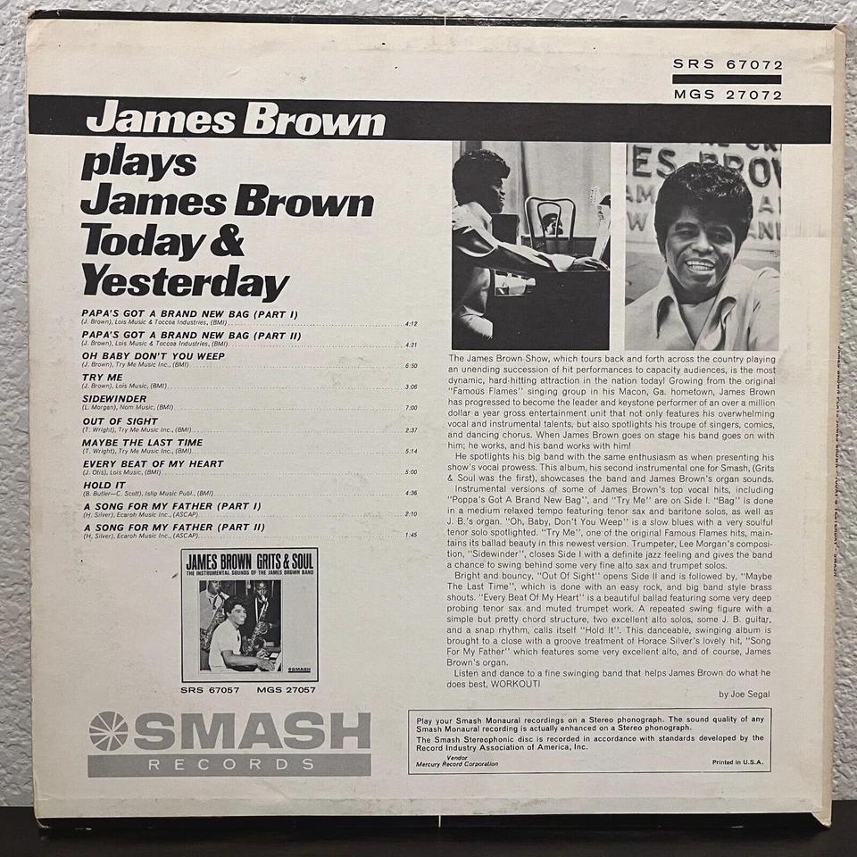 JAMES BROWN - Plays James Brown Today & Yester (Organ)- 12" Vinyl Record LP - VG - Image 2 of 3