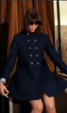 Women’s Alexa Chung For M&s Blue Princess Military Coat Uk 8 Usa 4 Rare