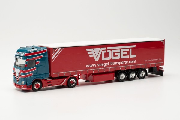 Herpa 315418 Mercedes-Benz Actros Gigaspace `18 Gardinenplanen-Sattelzug VöGel-image