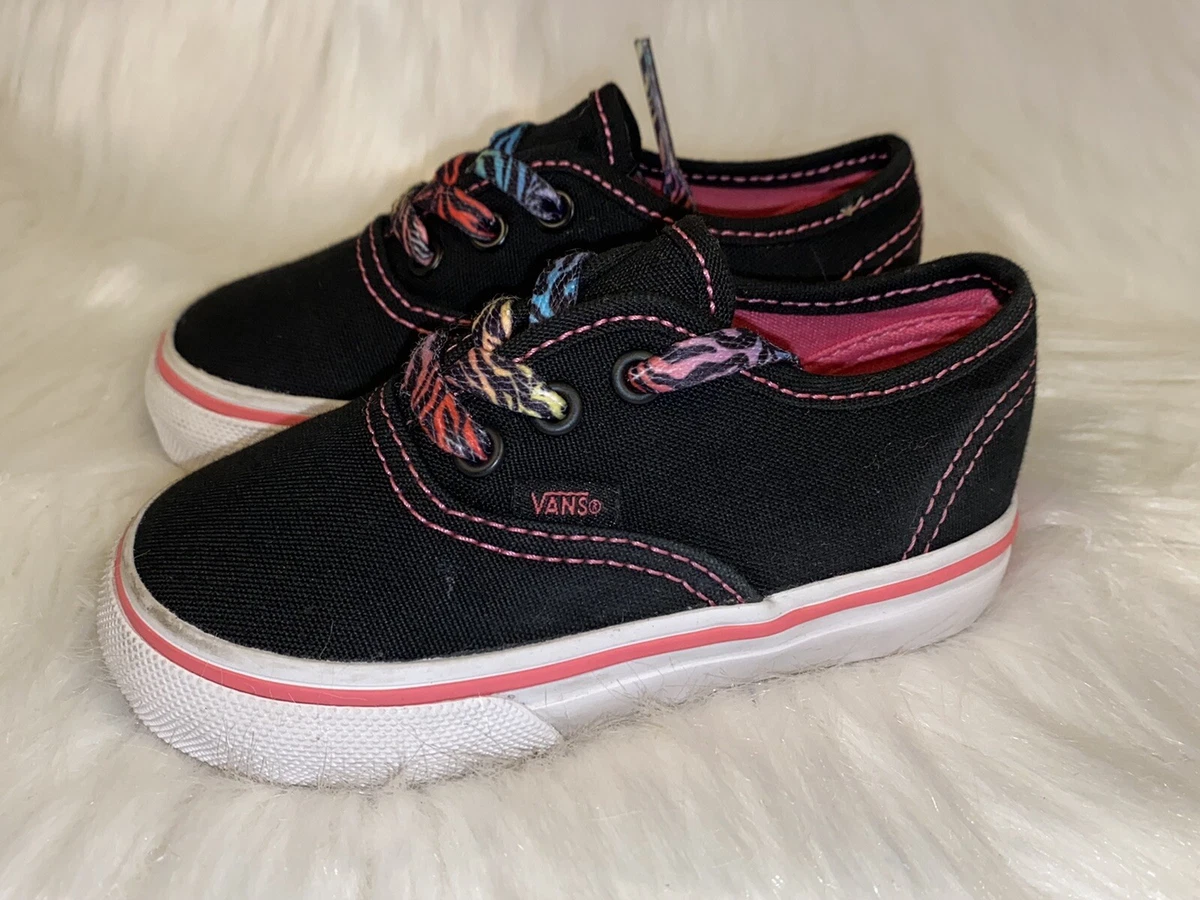 Vans Toddler&#039;s Shoes &#034;Authentic&#034; Lace Black Hot Pink Toddler US | eBay