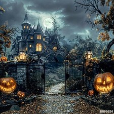 10'x10'CP Moon Castle PumpkinScene Microfiber Fabric background backdrop BHF1934