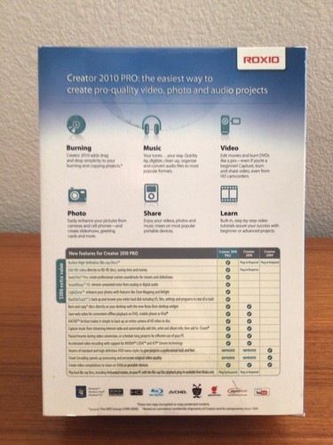 ROXIO CREATOR PRO 2010 Video Editing MULTIMEDIA TOOLS Brand New FACTORY SEALED - Afbeelding 3 van 10