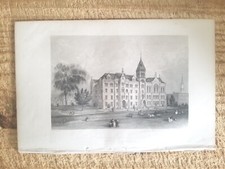CINCINNATI WESLEYAN FEMALE INSTITUTE.VTG 1868 10" x 6.5" STEEL ENGRAVING PRINT