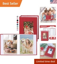 Customizable 4x6 Photo Album Set in Red Linen - Perfect for Cherished Memories