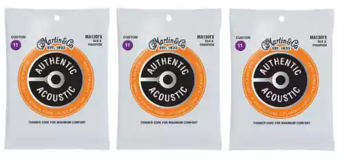 Martin MA130FX Flexible Core Acoustic Guitar Strings Silk and Phosphor (3-Pack)