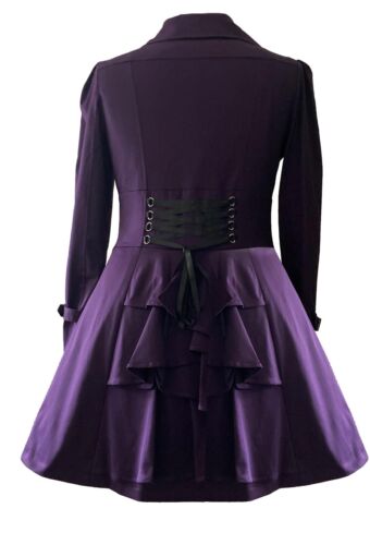 8 10 12 14 16 Lila Viktorianisch Steampunk Reitjacke Mantel Gothic Korsett Back - Bild 3 von 6