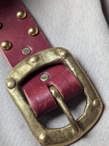vintage STUDDED handcrafted 38 motorcycle COWHIDE leather belt HIPPIE boho PUNK - Picture 6 of 13