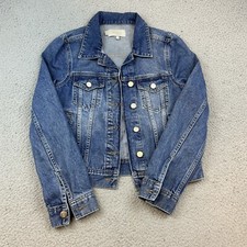 Hobbs London Jacket Womens Size 2 Blue Button Up Denim Jean Dark Wash Ladies