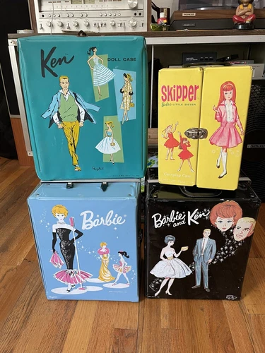 Vintage Barbie Doll Case Lot of 4 Storage Carrying Cases Ponytail Ken Skipper