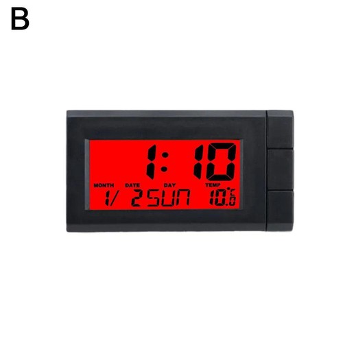 2 In 1 Car Digital LCD Electronic Time Clock ThermometerWatch With Backlight US - Picture 12 of 16