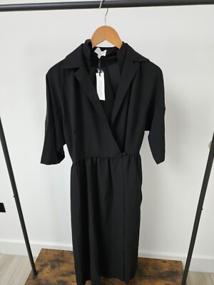 Jasper Conran Wickelkleid mit Kragen schwarz UK-Größe 12 UVP 200 £