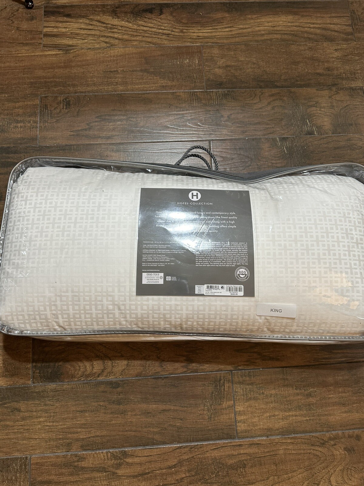 NIP Hotel Collection European Goose Down Firm Support King Bed Pillow $440