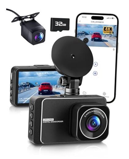 ! Dash Cam, Dash Cam Front and Rear,4K+2.5K Ultra HD Dash Black