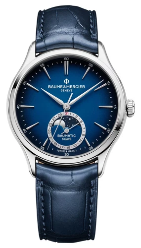 Baume & Mercier Clifton Baumatic Automatic Leather Moonphase Mens Watch M0A10756
