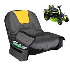 12.5-14" Waterproof Riding Lawn Mower Tractor Seat Cover w/ Drink & Back Pockets