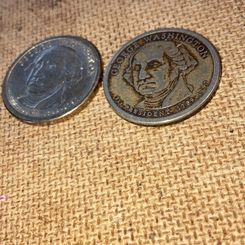 2 GEORGE WASHINGTON 2007 PRESIDENTIAL $1 DOLLAR COIN UNCERTIFIED UNGRADED