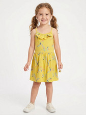 Carter's Girls Bird Print Sundress Ruffle Scoop Neck Sleeveless 5T/5A Knee