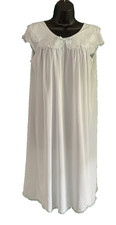 Vtg Shadowline Pale Blue Lace Silky Nylon Nightgown Cap Sleeve Grannycore S
