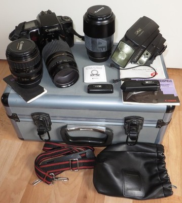 CANON EOS 100QD mit 3 Objektiven und Zubehör im Allu Koffer