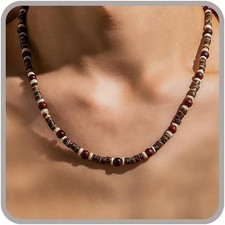 Puka Shell Necklace - Men'S Surfer  Beach Necklace with Hawaiian Beaded, Coconu