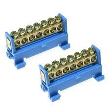 7-Position Terminal Bus Bar Brass Wire Screw Grounding Strip Block 2 PCS