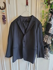 Armani Collezioni 100 Wool Stripped Black/Nav 3 Button Suit Size 46 L ITALY