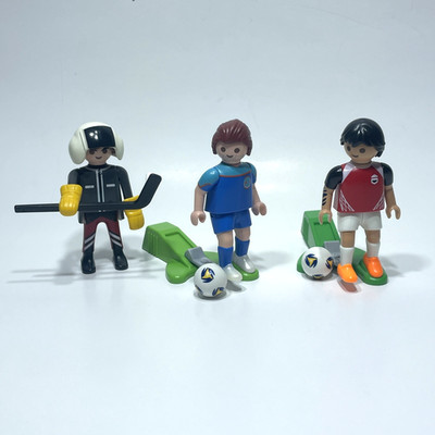 Playmobil Lot Hockey and Soccer Players Stands and Balls Futbol Football