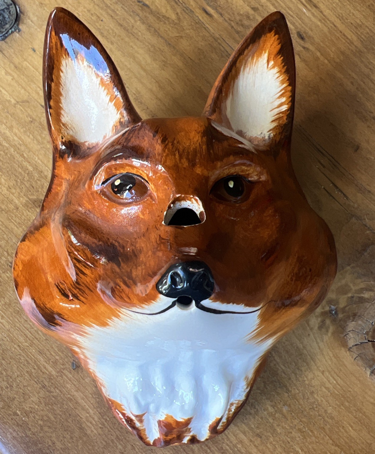 Vtg Babbacombe Pottery FOX HEAD String & Scissors Holder 