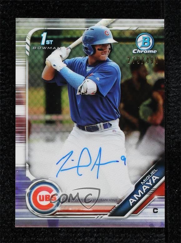 2019 Bowman Chrome Prospect Refractor 279/499 Miguel Amaya #CPA-MAM Auto 0co5