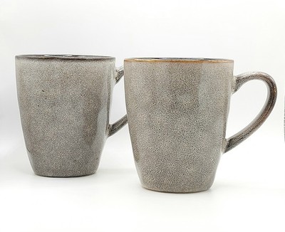 Set Of 2 Artisanal Coffee Mug 12 Oz Ceramic Fire Glazed Gray Tones By Ciroa