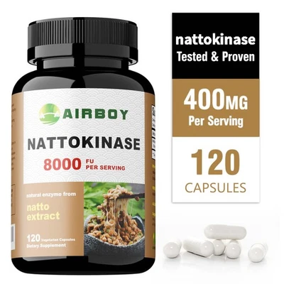 AIRBOY Nattokinase Capsules 8,000 FU - for Heart, Brain Health, Blood Circulation