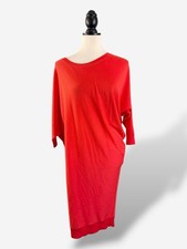 Alexander McQueen Wool Tunic Dress Size S Red-Orange Dolman Sleeve Asymmetrical