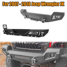 Frontrear Bumper W Led Light Bar For 2007-2018 Jeep Wrangler Jk Full Width