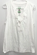 Charter Club Womens Nantucket Tank Top Sleeveless Ruffle Shirt Size Large NWT