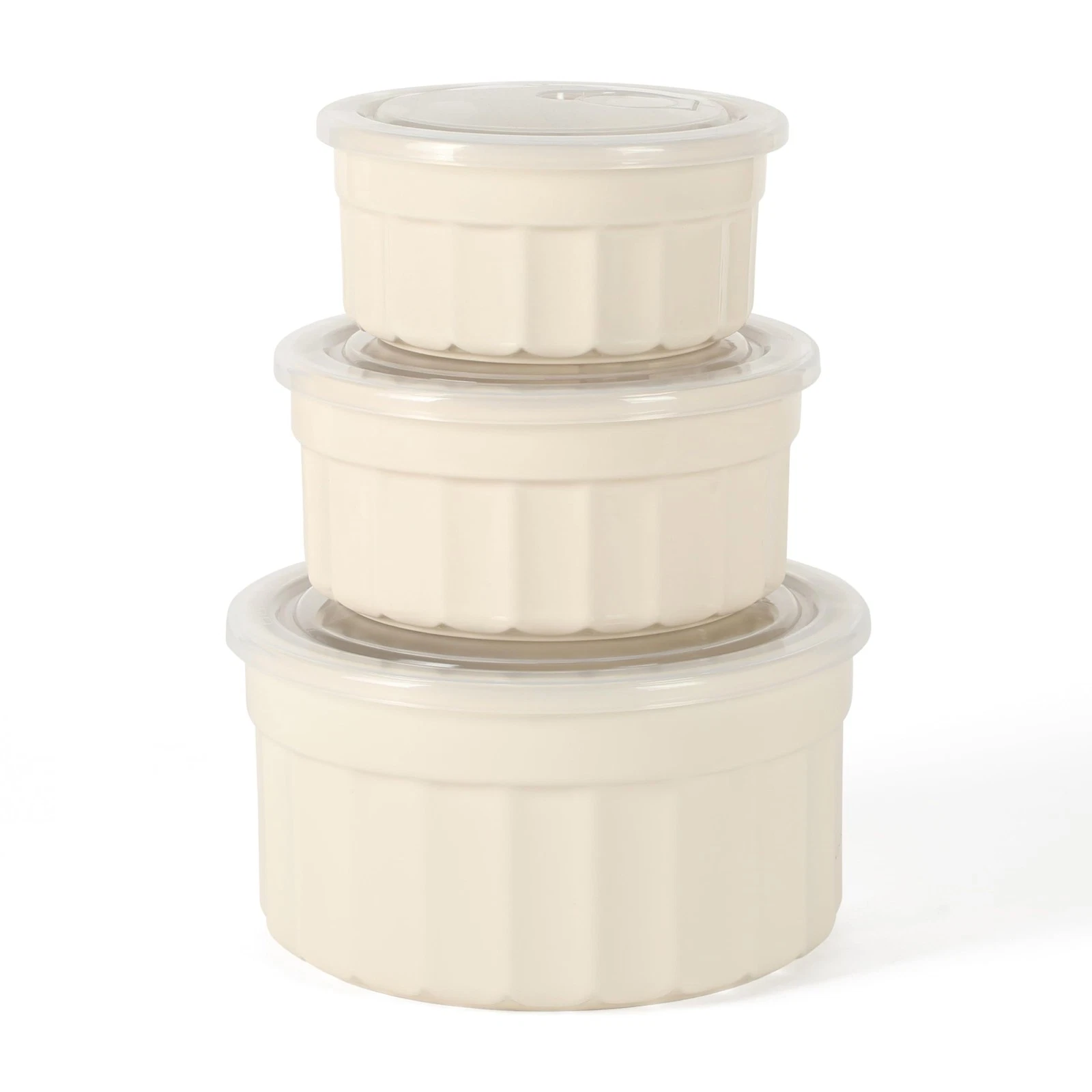 Broadbrook 6 Piece Stoneware Meal Prep Container Set with Lids, Round Food St...