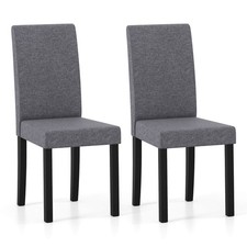 Dining Chair Set of 2 Fabric Upholstered Rubber Wood Legs Side Armless